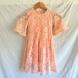 Boutique Charming Pink Lace Kids Dress